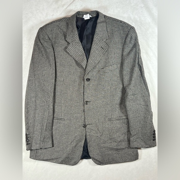 Bachrach 46R Wool & Silk Blend Black and Gray Patterned Blazer Sport Coat - Picture 1 of 10